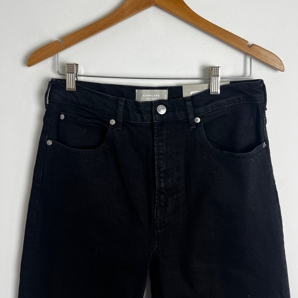 NEW Everlane Black Cotton The Way-High In Coal Raw Hem Straight Leg Jeans 28T - Picture 9 of 12